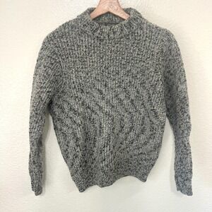 Eddie Bauer Womens Large Gray Mock Neck Crewneck Ribbed Wool Blend‎ Sweater